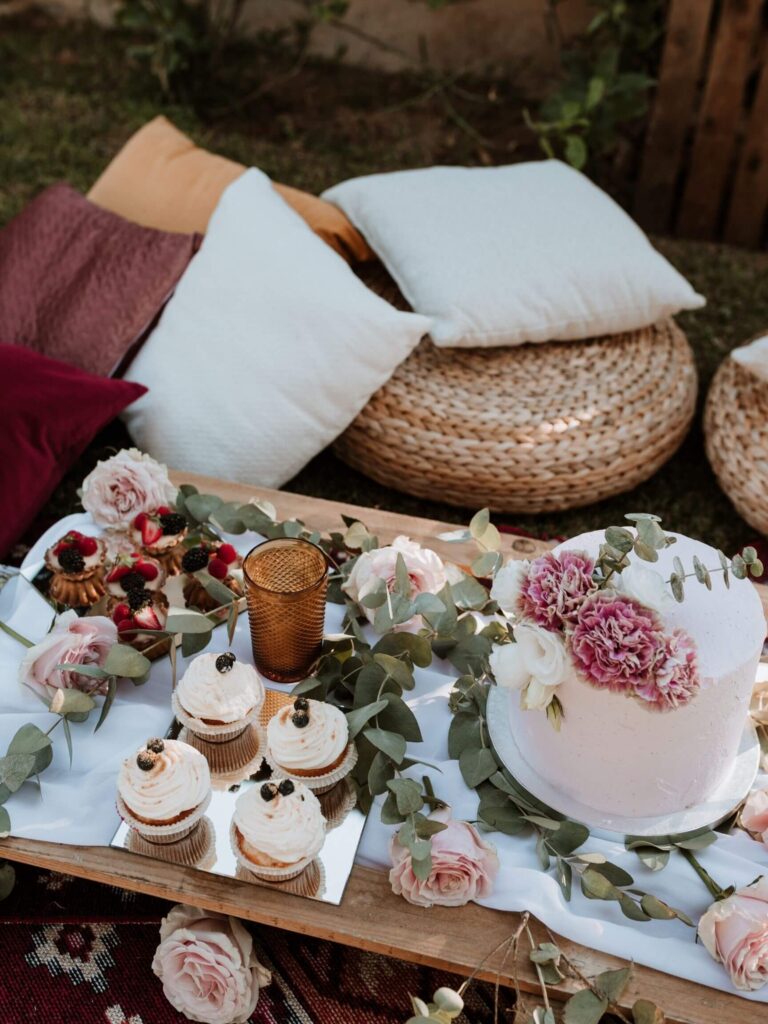 decoración boho chic para postres